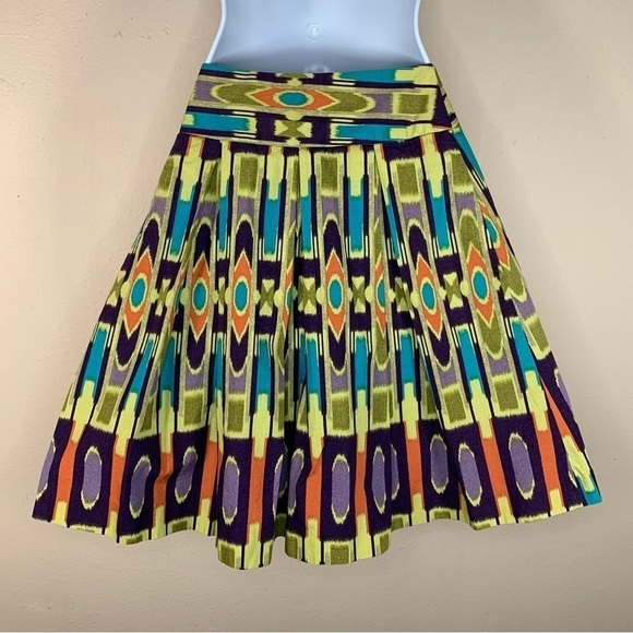 Size 4 Colorful Tiki Retro Pinup Cotton Skirt Small A Line Work To Weekend - Picture 5 of 7